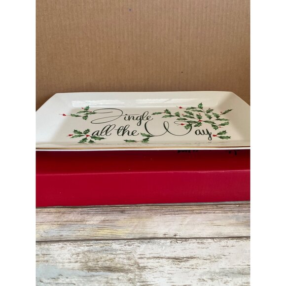 Lenox Holiday Jingle All the Way14.5" Porcelain Platter Gold Trim Christmas - Picture 6 of 13